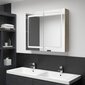 vidaXL LED kylpyhuoneen peilikaappi valkoinen ja tammi 80x12x68 cm hinta ja tiedot | Kylpyhuonekaapit | hobbyhall.fi