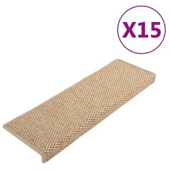 vidaXL Itsekiinnittyvät porrasmatot sisaltyyli 15 kpl 65x21x4cm hiekka hinta ja tiedot | Isot matot | hobbyhall.fi