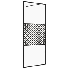 vidaXL Walk-in suihkun seinäke kirkas ESG-lasi 115x195 cm musta hinta ja tiedot | Suihkuseinät ja -ovet | hobbyhall.fi