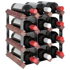 vidaXL Viinipulloteline 12 pullolle ruskea täysi mänty hinta ja tiedot | Hyllyt | hobbyhall.fi