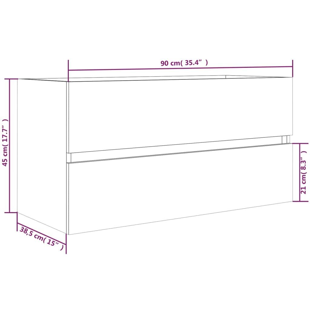 vidaXL Allaskaappi ruskea tammi 90x38,5x45 cm tekninen puu hinta ja tiedot | Kylpyhuonekalusteet | hobbyhall.fi