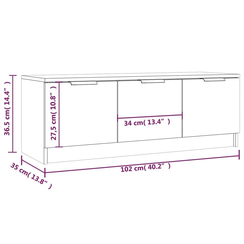 vidaXL TV-taso Sonoma-tammi 102x35x36,5 cm tekninen puu hinta ja tiedot | TV-tasot | hobbyhall.fi