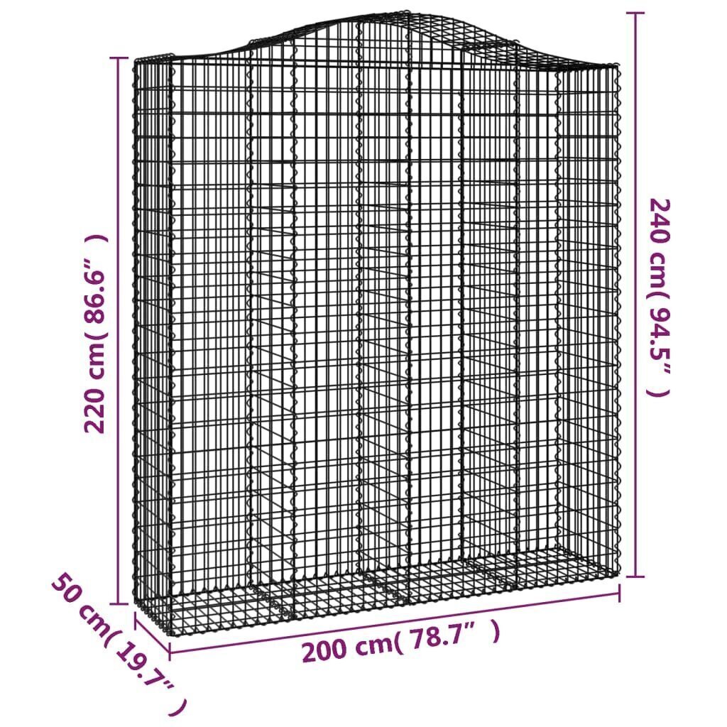 vidaXL Kaarevat kivikorit 7 kpl 200x50x220/240 cm galvanoitu rauta hinta ja tiedot | Aidat ja tarvikkeet | hobbyhall.fi