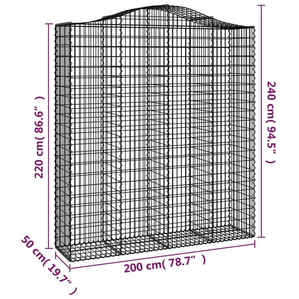 vidaXL Kaarevat kivikorit 7 kpl 200x50x220/240 cm galvanoitu rauta hinta ja tiedot | Aidat ja tarvikkeet | hobbyhall.fi