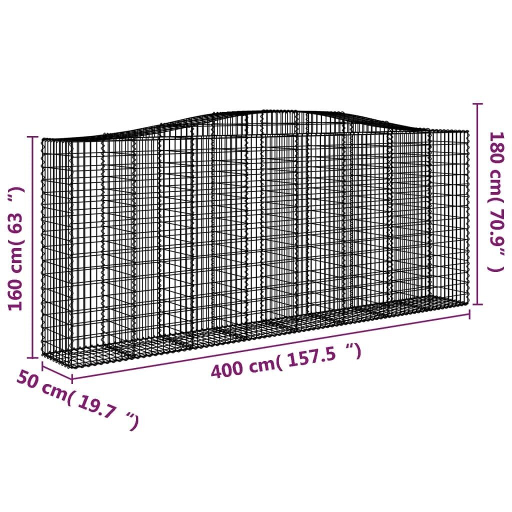 vidaXL Kaarevat kivikorit 8 kpl 400x50x160/180 cm galvanoitu rauta hinta ja tiedot | Aidat ja tarvikkeet | hobbyhall.fi