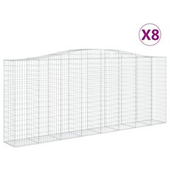 vidaXL Kaarevat kivikorit 8 kpl 400x50x160/180 cm galvanoitu rauta hinta ja tiedot | Aidat ja tarvikkeet | hobbyhall.fi