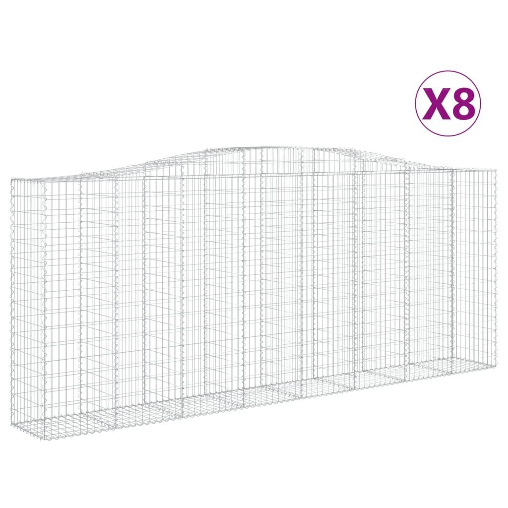 vidaXL Kaarevat kivikorit 8 kpl 400x50x160/180 cm galvanoitu rauta hinta ja tiedot | Aidat ja tarvikkeet | hobbyhall.fi