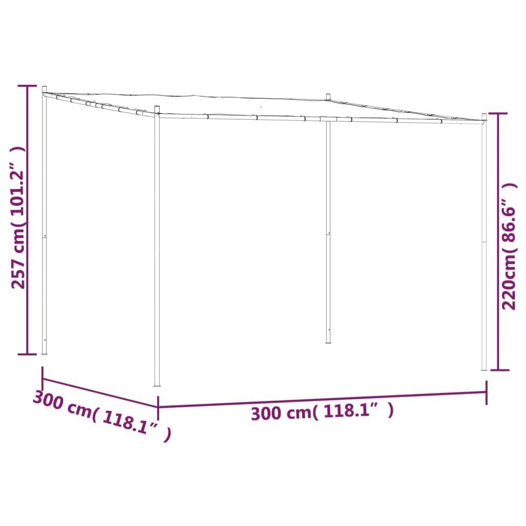 vidaXL Katos valkoinen 3x3 m 180 g/m² kangas ja teräs hinta ja tiedot | Puutarhapaviljongit | hobbyhall.fi