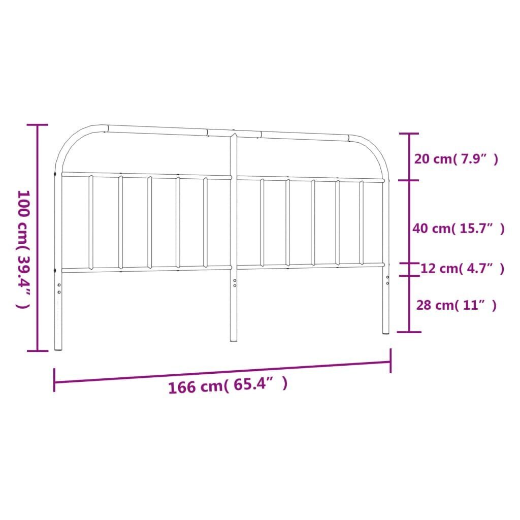 vidaXL Metallinen sängynpääty valkoinen 160 cm hinta ja tiedot | Sängyt | hobbyhall.fi