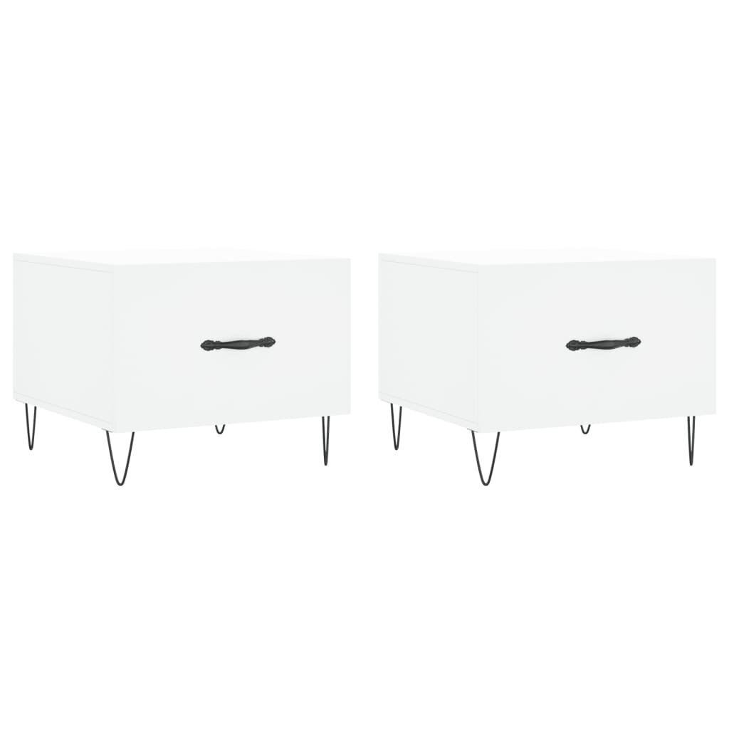 vidaXL Sohvapöydät 2 kpl valkoinen 50x50x40 cm tekninen puu hinta ja tiedot | Sohvapöydät | hobbyhall.fi