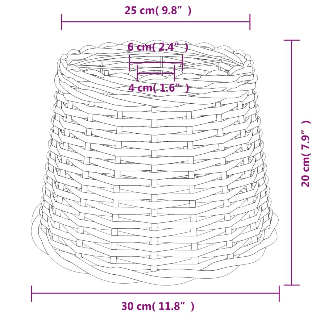 vidaXL Kattovalaisimen varjostin ruskea Ø30x20 cm paju hinta ja tiedot | Kattovalaisimet | hobbyhall.fi