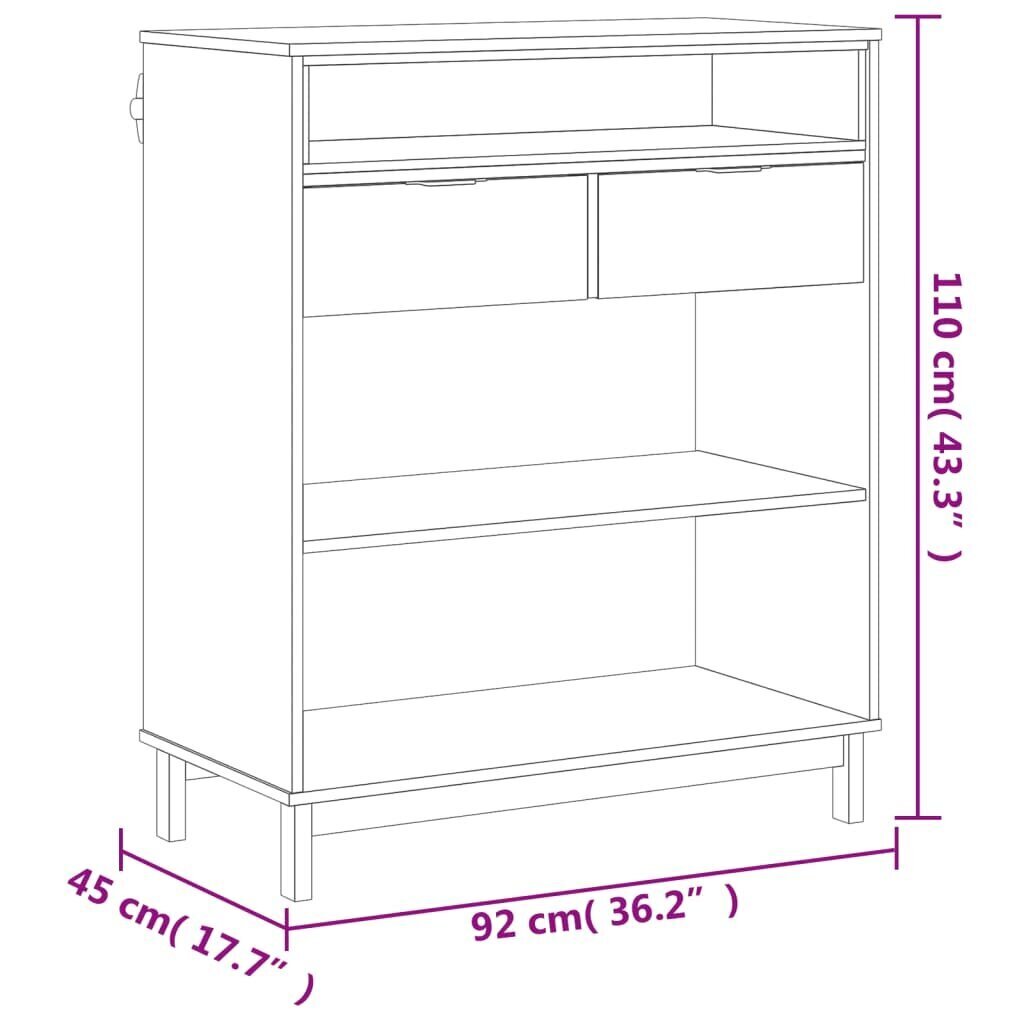 vidaXL Baaripöytä FLAM 92x45x110 cm täysi mänty hinta ja tiedot | Ruokapöydät | hobbyhall.fi