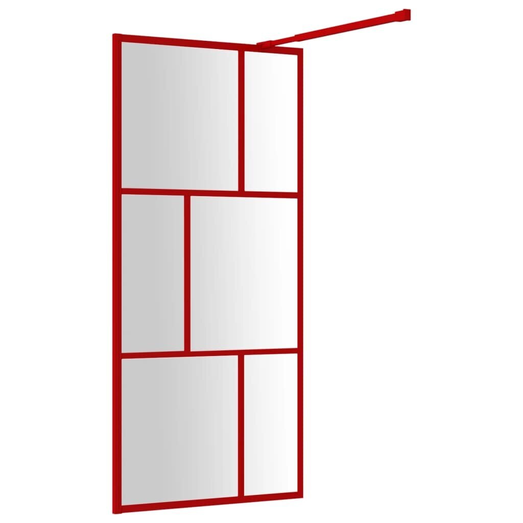 vidaXL Walk-in suihkun seinäke kirkas ESG-lasi punainen 80x195 cm hinta ja tiedot | Suihkuseinät ja -ovet | hobbyhall.fi