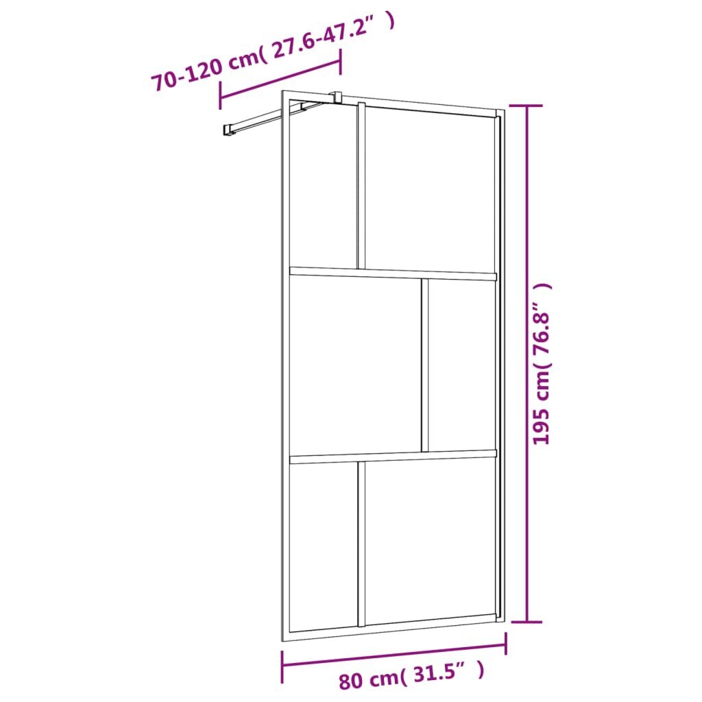 vidaXL Walk-in suihkun seinäke kirkas ESG-lasi punainen 80x195 cm hinta ja tiedot | Suihkuseinät ja -ovet | hobbyhall.fi