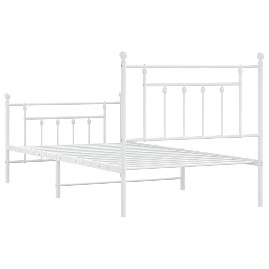 vidaXL Metallinen sängynrunko päädyillä valkoinen 100x190 cm hinta ja tiedot | Sängyt | hobbyhall.fi