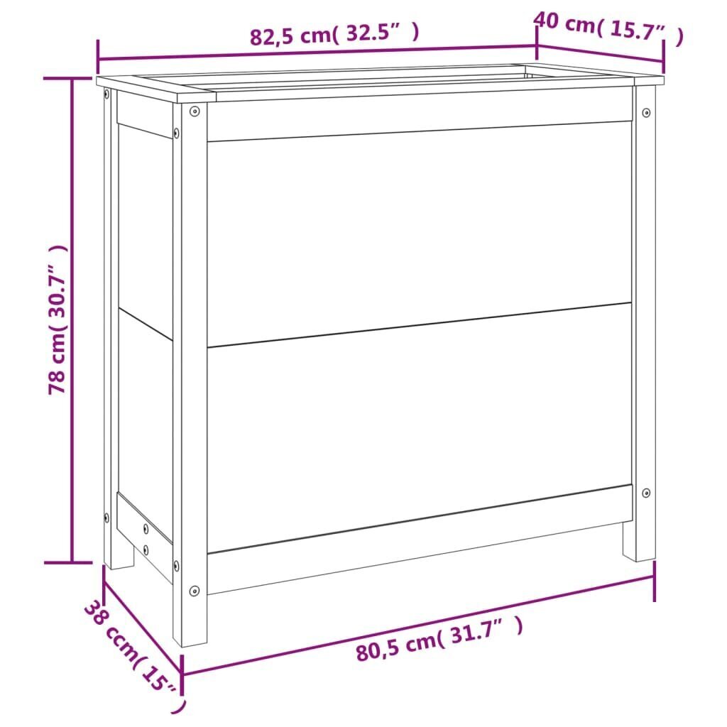 vidaXL Kukkalaatikko harmaa 82,5x40x78 cm täysi mänty hinta ja tiedot | Kukkalaatikot | hobbyhall.fi