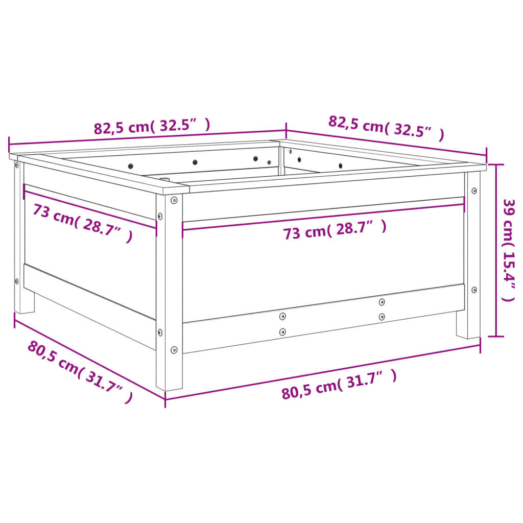 vidaXL Kukkalaatikko hunajanruskea 82,5x82,5x39 cm täysi mänty hinta ja tiedot | Kukkalaatikot | hobbyhall.fi