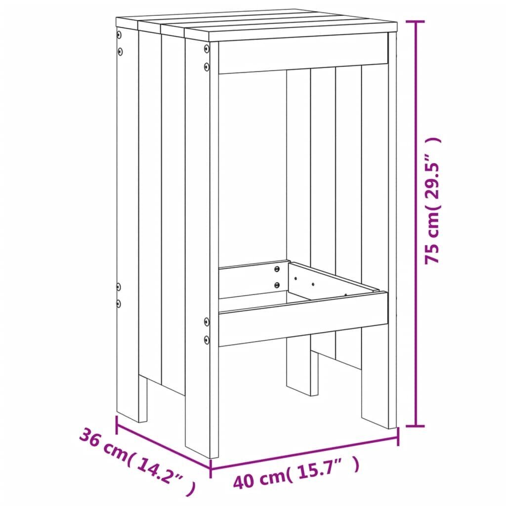 vidaXL Baarijakkarat 2 kpl hunajanruskea 40x36x75 cm täysi mänty hinta ja tiedot | Puutarhatuolit | hobbyhall.fi