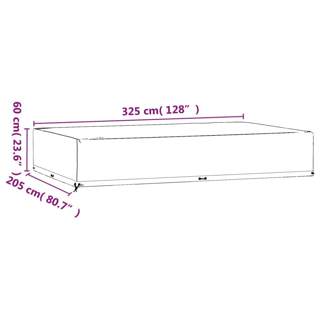 vidaXL Puutarhakalustesuoja 16 purjerengasta 325x205x60 cm suorakaide hinta ja tiedot | Istuintyynyt, pehmusteet ja päälliset | hobbyhall.fi