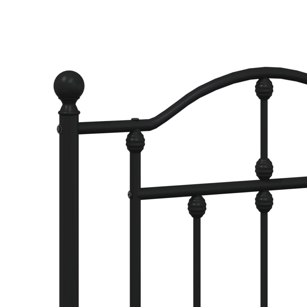 vidaXL Metallinen sängynrunko päädyillä musta 135x190 cm hinta ja tiedot | Sängyt | hobbyhall.fi
