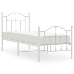 vidaXL Metallinen sängynrunko päädyillä valkoinen 75x190 cm hinta ja tiedot | Sängyt | hobbyhall.fi