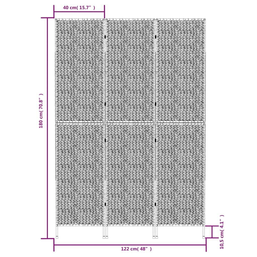 vidaXL Tilanjakaja 3-paneelinen 122x180 cm vesihyasintti hinta ja tiedot | Sermit ja tilanjakajat | hobbyhall.fi