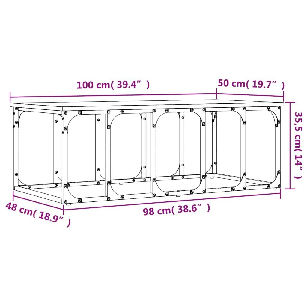 vidaXL Sohvapöytä harmaa Sonoma 100x50x35,5 cm tekninen puu hinta ja tiedot | Sohvapöydät | hobbyhall.fi