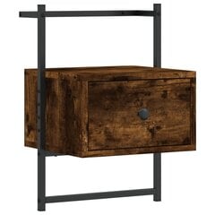 vidaXL Yöpöytä seinälle savutammi 35x30x51 cm tekninen puu hinta ja tiedot | Yöpöydät | hobbyhall.fi