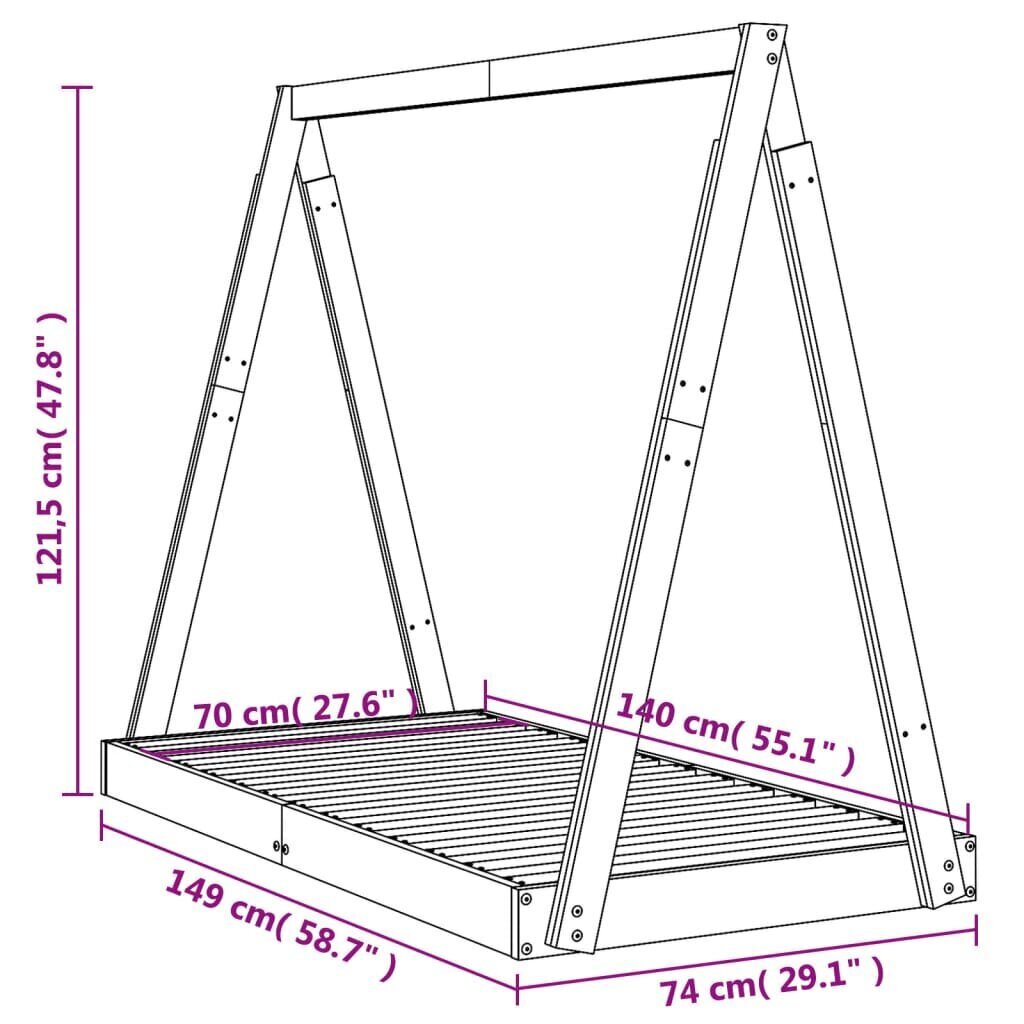 vidaXL Lasten sängynrunko 70x140 cm täysi mänty hinta ja tiedot | Lastensängyt | hobbyhall.fi