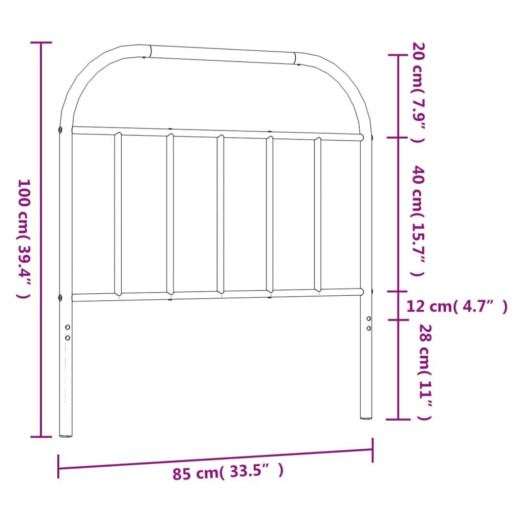 vidaXL Metallinen sängynpääty musta 80 cm hinta ja tiedot | Sängyt | hobbyhall.fi