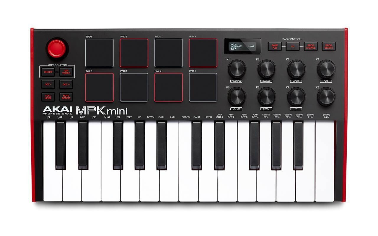 Kosketinsoitin Akai, MPK Mini MK3, MIDI USB hinta ja tiedot | Kosketinsoittimet | hobbyhall.fi