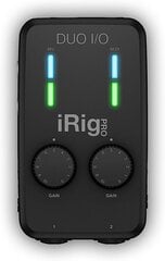 IK Multimedia IRIG Pro Duo I/O-Universal kaksikanavainen ääni/MIDI-käyttöliittymä iPhonelle, iPadille, Androidille ja Mac/PC: lle hinta ja tiedot | Soittimien lisätarvikkeet | hobbyhall.fi