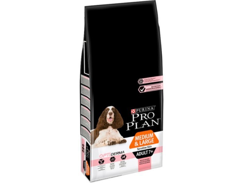 Purina Pro Plan 7+ Medium/Large Sensitive Skin vanhemmille koirille, 14 kg hinta ja tiedot | Koiran kuivaruoka | hobbyhall.fi