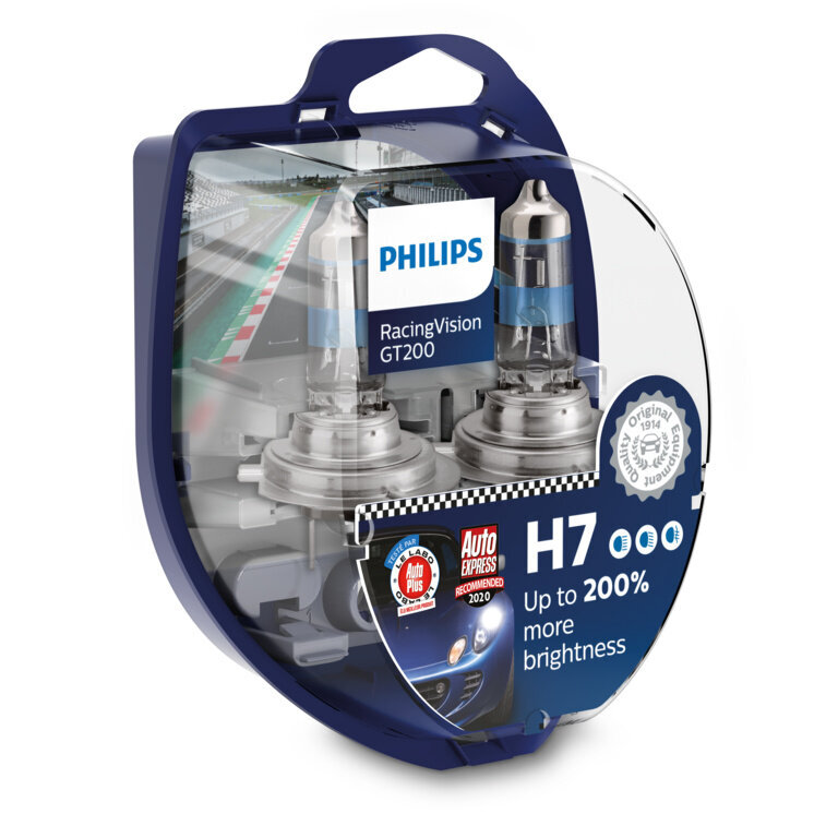 Auton polttimo Philips H7 12V 55W Racing Vision + 200%, 2 kpl. rakkula hinta ja tiedot | Polttimot | hobbyhall.fi