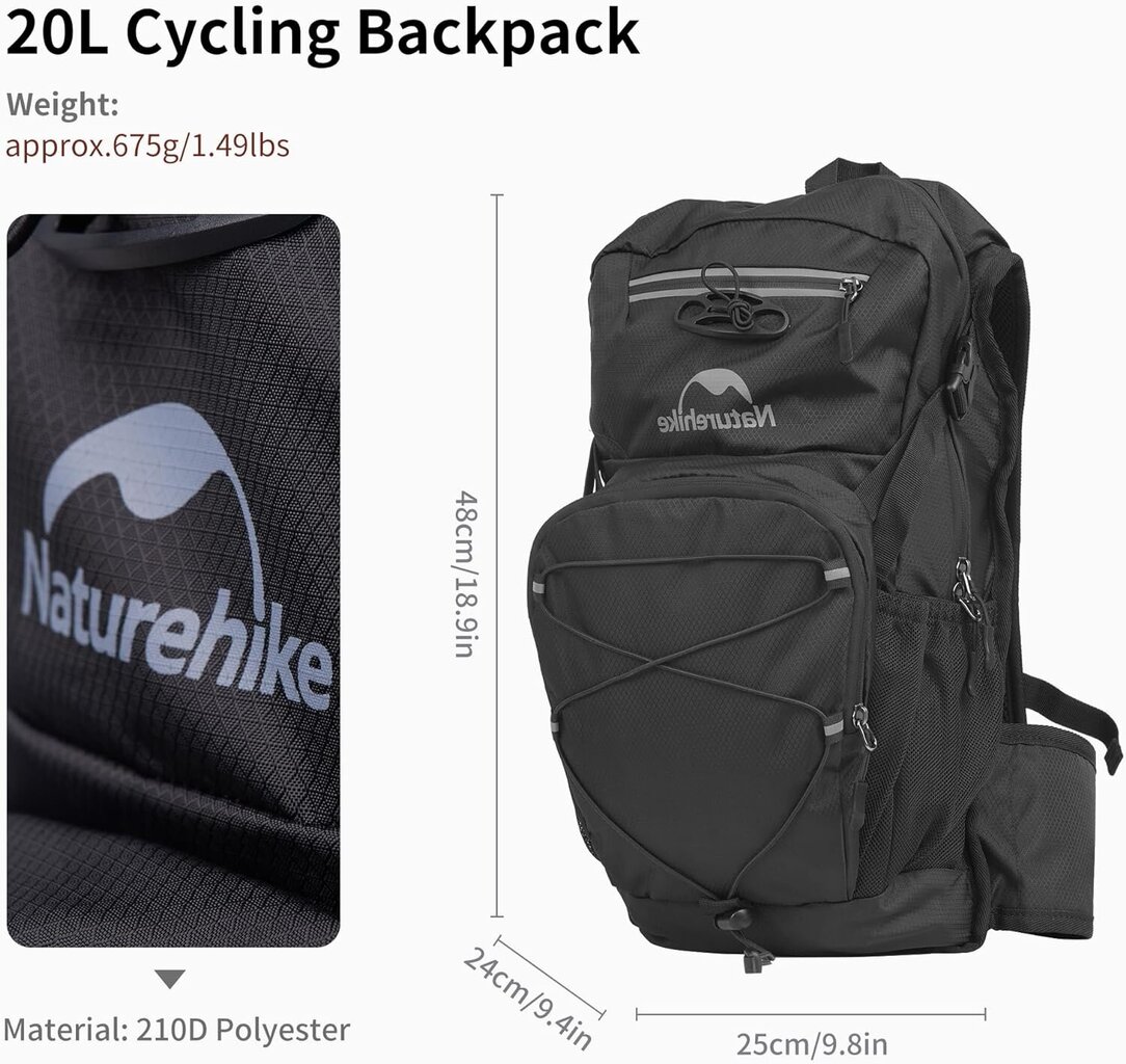 Naturehike 20L pyöräily-/vaellusreppu + vesipullo hinta ja tiedot | Reput ja rinkat | hobbyhall.fi