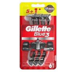 Kertakäyttöiset partahöylät Gillette Blue3 Red &amp; White, 6 kpl hinta ja tiedot | Parranajo ja karvanpoisto | hobbyhall.fi