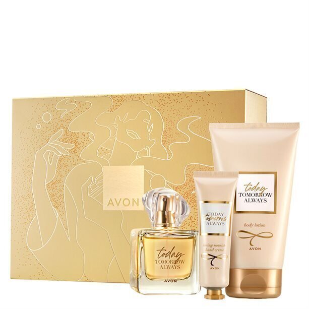 Lahjasetti Avon Today For Her naisille: Eau de Parfum, 50 ml + vartalovoide, 125 ml + käsivoide, 50 ml hinta ja tiedot | Naisten hajuvedet | hobbyhall.fi