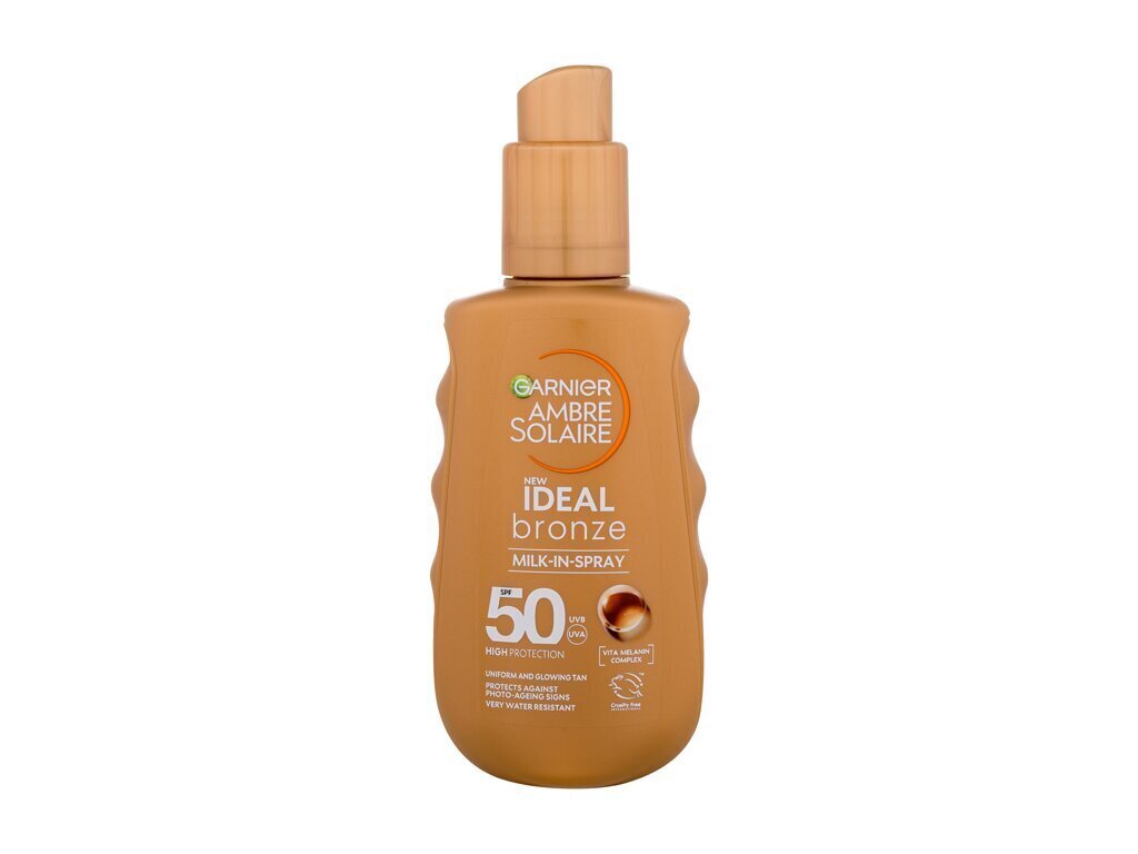 Rusketusta edistävä suihke vartalolle Garnier Ambre Solaire Ideal Bronze SPF50, 150 ml hinta ja tiedot | Aurinkovoiteet | hobbyhall.fi