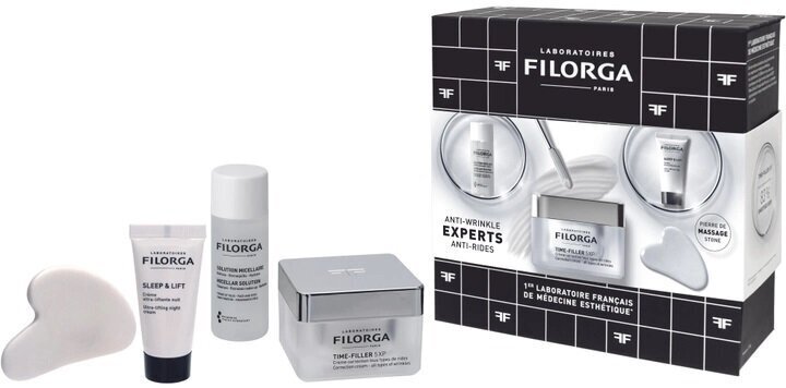 Kasvo ihonhoitosetti ryppyjä vastaan Filorga: Voidegeeli Time-Filler 5 XP, 50 ml + Misellivesi, 50 ml + Yöllinen lifting-voide Sleep &amp; Lift, 15 ml + Hierontakivi 1 kpl. hinta ja tiedot | Kasvovoiteet | hobbyhall.fi