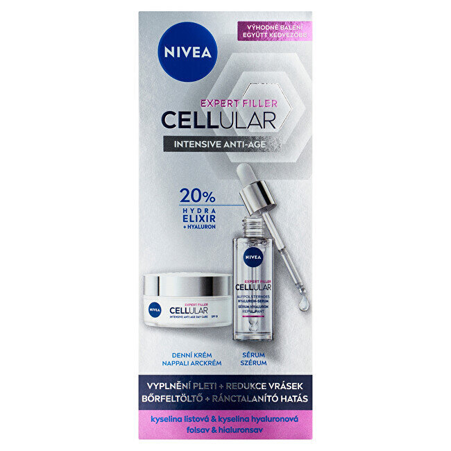 Sarja Nivea Cellular Filler, kasvovoide SPF 15, 50 ml + Hyaluroniseerumi, 30 ml hinta ja tiedot | Kasvovoiteet | hobbyhall.fi