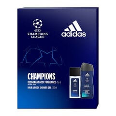 Lahjasarja miehille Adidas UEFA Champions League Edition: deodoranttisuihke, 75 ml + suihkugeeli 250 ml hinta ja tiedot | Deodorantit | hobbyhall.fi