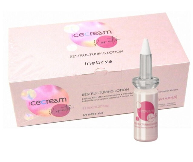 Hiusemulsioampullit Inebrya Ice Cream Keratin, 12x11ml hinta ja tiedot | Hoitoaineet | hobbyhall.fi