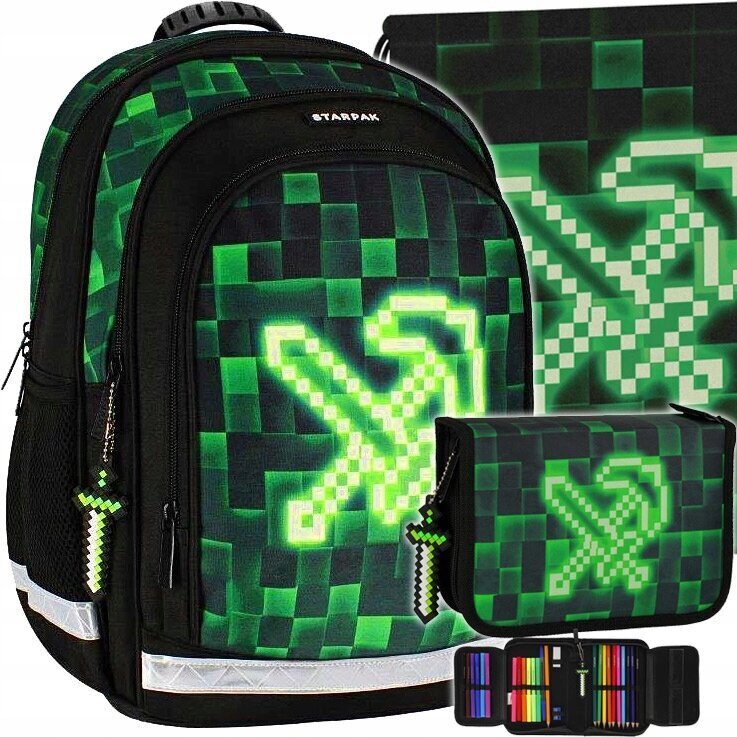 Reppu Starpak Pixel Pixel Green 533137 hinta ja tiedot | Koulureput ja -laukut | hobbyhall.fi