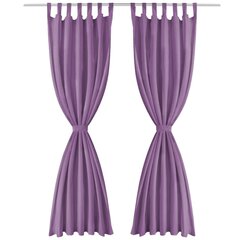 vidaXL Mikro-satiiniverhot silmukoilla 2 kpl 140x175 cm Violetti hinta ja tiedot | Verhot | hobbyhall.fi