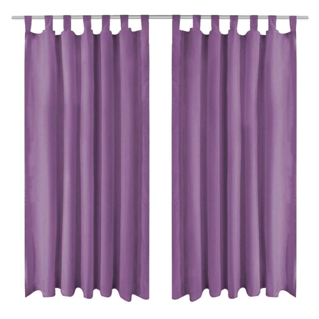 vidaXL Mikro-satiiniverhot silmukoilla 2 kpl 140x175 cm Violetti hinta ja tiedot | Verhot | hobbyhall.fi