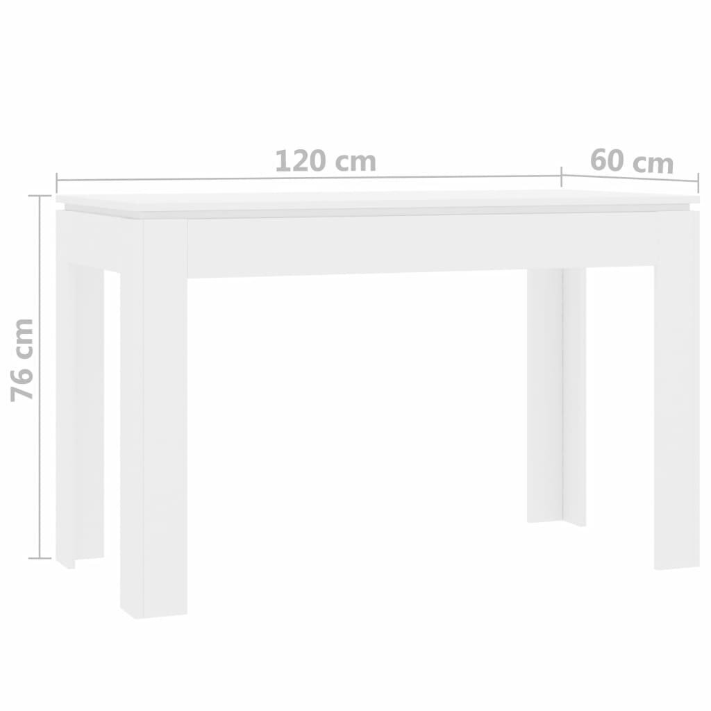 vidaXL Ruokapöytä valkoinen 120x60x76 cm lastulevy hinta ja tiedot | Ruokapöydät | hobbyhall.fi