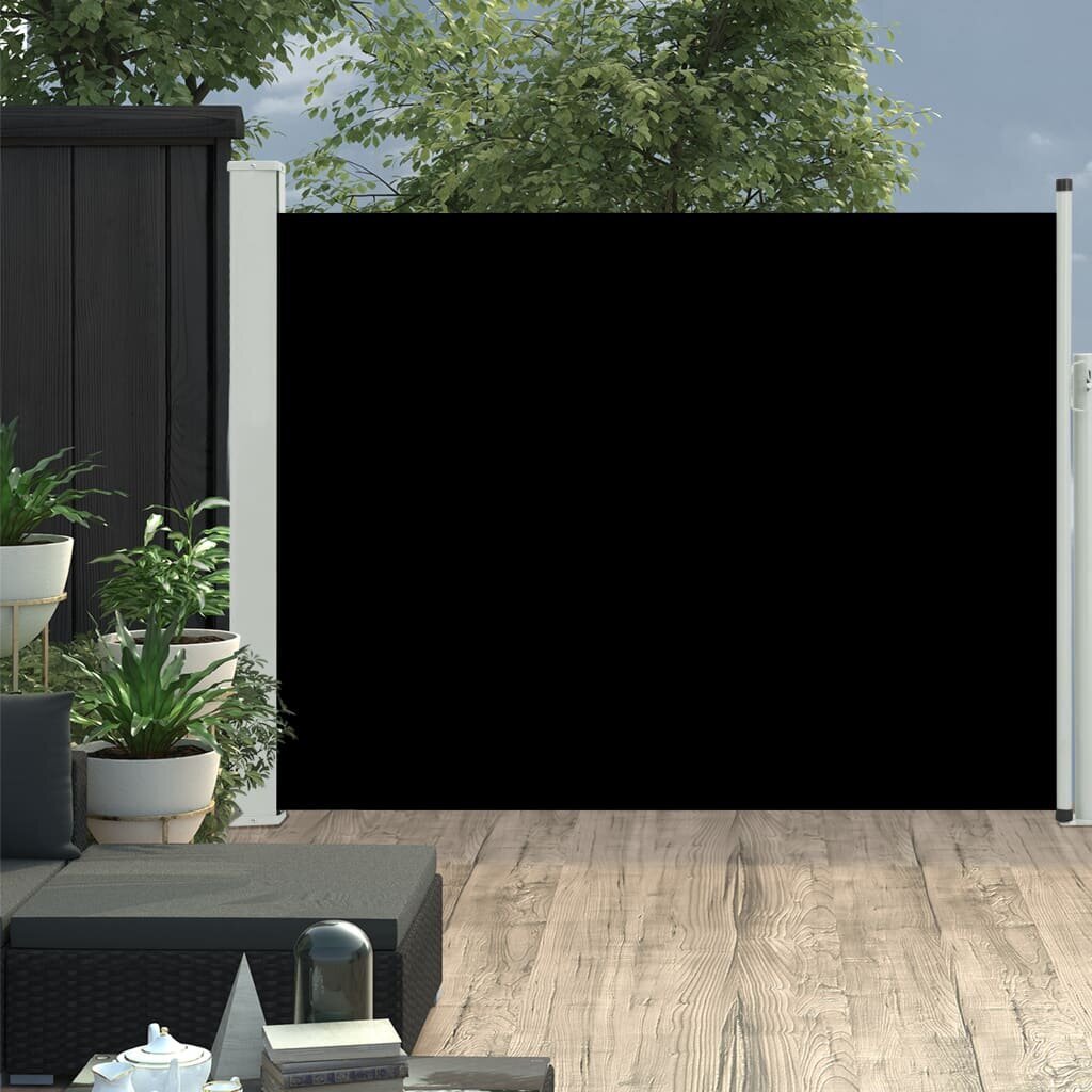 vidaXL Sisäänvedettävä terassin sivumarkiisi 140x500 cm musta hinta ja tiedot | Aidat ja tarvikkeet | hobbyhall.fi