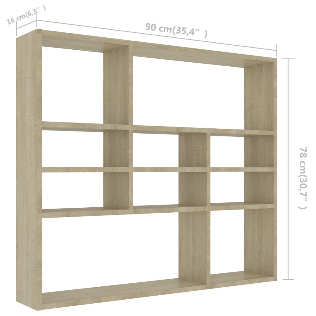 vidaXL Seinähylly Sonoma-tammi 90x16x78 cm lastulevy hinta ja tiedot | Hyllyt | hobbyhall.fi