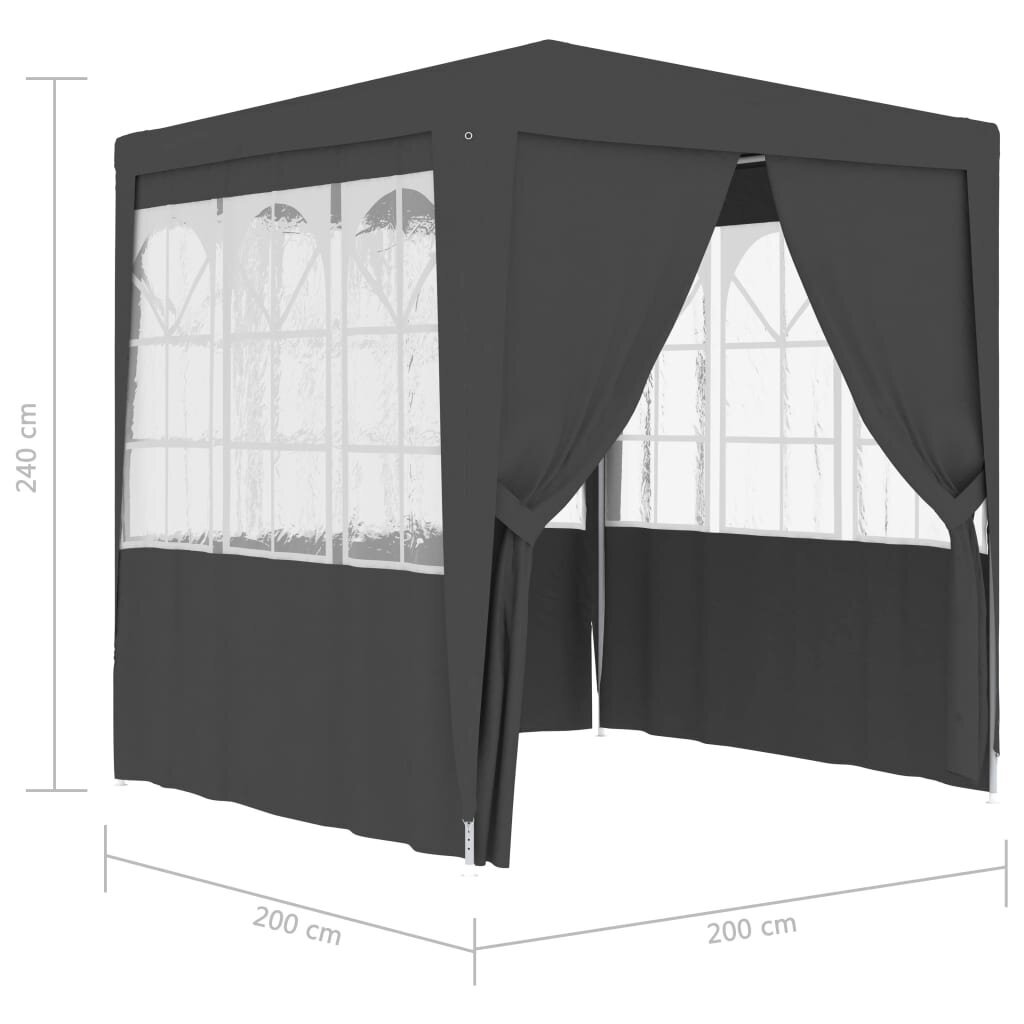 vidaXL Ammattilaisten juhlateltta sivuseinillä 2x2m antrasiitti 90g/m² hinta ja tiedot | Puutarhapaviljongit | hobbyhall.fi