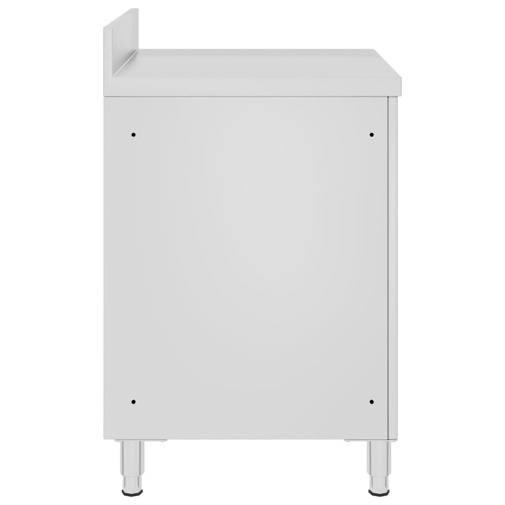 vidaXL Kaupallinen työpöytä kaapilla 60x60x96 cm ruostumaton teräs hinta ja tiedot | Keittiön kaapit | hobbyhall.fi